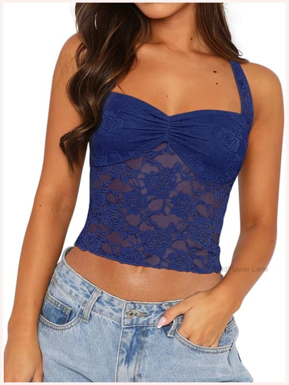 Halter Neck Lace Crop Tank Top Sleeveless Backless Going Out